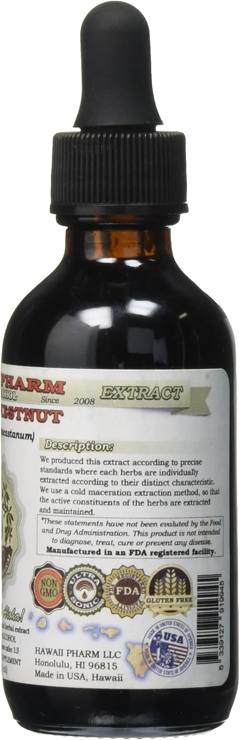 Horse Chestnut Alcohol-Free Liquid Extract, Organic Horse Chestnut (Aesculus hippocastanum) Dried Nuts Glycerite 2 oz...
